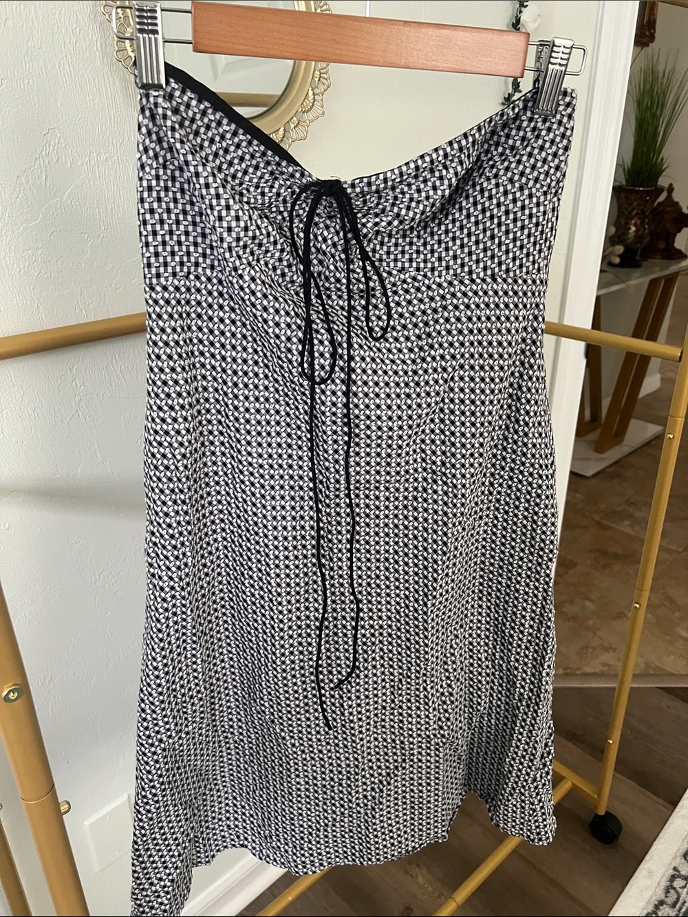 LOFT Black and White Strapless Slip Dress